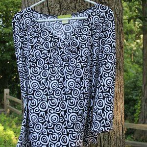 SIGRID OLSEN Top Blouse Black & White V-Neck XL